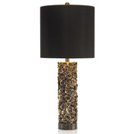 Distressed Blooms Table Lamp - Gold / Black