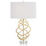 Floating Discs Table Lamp - Gold Leaf / White