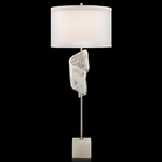 Furls Of White Buffet Lamp - Nickel / White