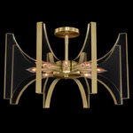 Genesis Semi Flush Ceiling Light - Antique Brass / Clear