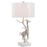 Giraffe In Motion Table Lamp - Silver / White Organza