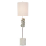 Glass Nugget Table Lamp - Polished Nickel / Off White