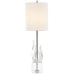 Glass Sculpture Table Lamp - Crystal / White
