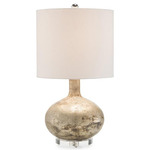 Glass Textured Table Lamp - Silver / White