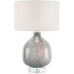 Glass Urn Table Lamp - Blue / Off White