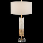 Gold Leaf Selenite Table Lamp - Gold Leaf / Off White