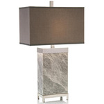 Grey Marble and Polished Nickel Table Lamp - Gray / Grey