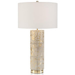 Hair On Hide Table Lamp - Gold / Off White
