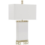 Ivory Leather and  Brass Table Lamp - Off White