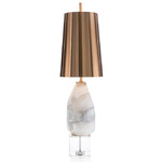 Multifaceted Alabaster Table Lamp - Alabaster / Bronze