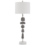 Medallions Table Lamp - Polished Nickel / Off White