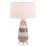Pearlized Copper Slender Table Lamp - Copper / Off White