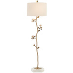 Quartz Floor Lamp - Antique Brass / White