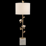 Quartz Flower Console Lamp - Antique Brass / Off White