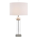 Quartz Column Table Lamp - Polished Stainless Steel / White