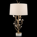 Quartz Bud Table Lamp - Antique Brass / White