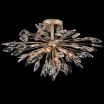 Reveille Semi Flush Ceiling Light - Antique Silver / Crystal