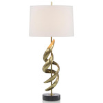 Ribbon Table Lamp - Antique Brass / Off White