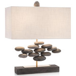 River Rock Accent Lamp - Concrete / Off White
