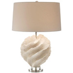 Rustic Spiral Table Lamp - White / Taupe