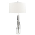 Solid Crystal Table Lamp - Polished Nickel / White