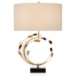 Swirling Agates Table Lamp - Brass / White