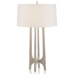 Textured Arc Table Lamp - Nickel / Off White