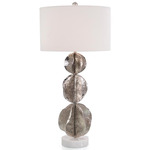Three Flowing Wave Table Lamp - Nickel / Off White