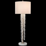 Waterfall Table Lamp - Antique Silver / White