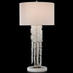 Waterfall Table Lamp - Antique Silver / White