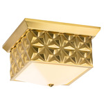 Alpha Ceiling Flush Light - Aged Brass / Opal