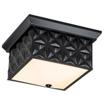 Alpha Ceiling Flush Light - Matte Black / Opal