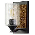 Arcadia Wall Sconce - Matte Black/ Antique Gold / Clear