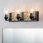 Bocage Bathroom Vanity Light - Matte Black / Silver Leaf