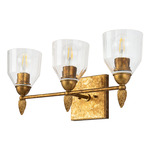 Felice F2 Bathroom Vanity Light - Antique Gold Leaf / Gold / Clear