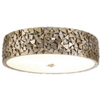Mosaic Round Ceiling Light Fixture - Silver Leaf