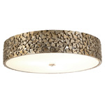 Mosaic Round Ceiling Light Fixture - Silver Leaf