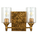 Mosaic Bathroom Vanity Light - Gold Leaf / Clear Seeded