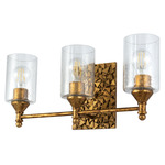 Mosaic Bathroom Vanity Light - Gold Leaf / Clear Seeded