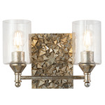 Mosaic Bathroom Vanity Light - Silver Leaf / Clear Seeded