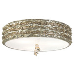 Trellis Ceiling Light Fixture - Silver Leaf / Opal