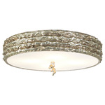 Trellis Ceiling Light Fixture - Silver Leaf / Opal