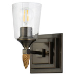 Vetiver F2 Wall Sconce - Dark Bronze / Gold / Clear Seeded