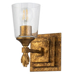 Vetiver F1 Wall Sconce - Antique Gold Leaf / Gold / Clear Seeded