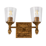 Vetiver F1 Bathroom Vanity Light - Antique Gold Leaf / Gold / Clear Seeded