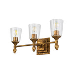 Vetiver F1 Bathroom Vanity Light - Antique Gold Leaf / Gold / Clear Seeded