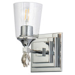 Vetiver F1 Wall Sconce - Polished Chrome / Silver / Clear Seeded