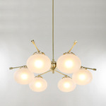 Puja Chandelier - Natural Brass / Frosted
