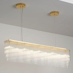Linear Thin Chandelier - Polished Brass / Clear