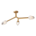 Blossom Semi-Flush Ceiling Light - Natural Aged Brass / Frosted